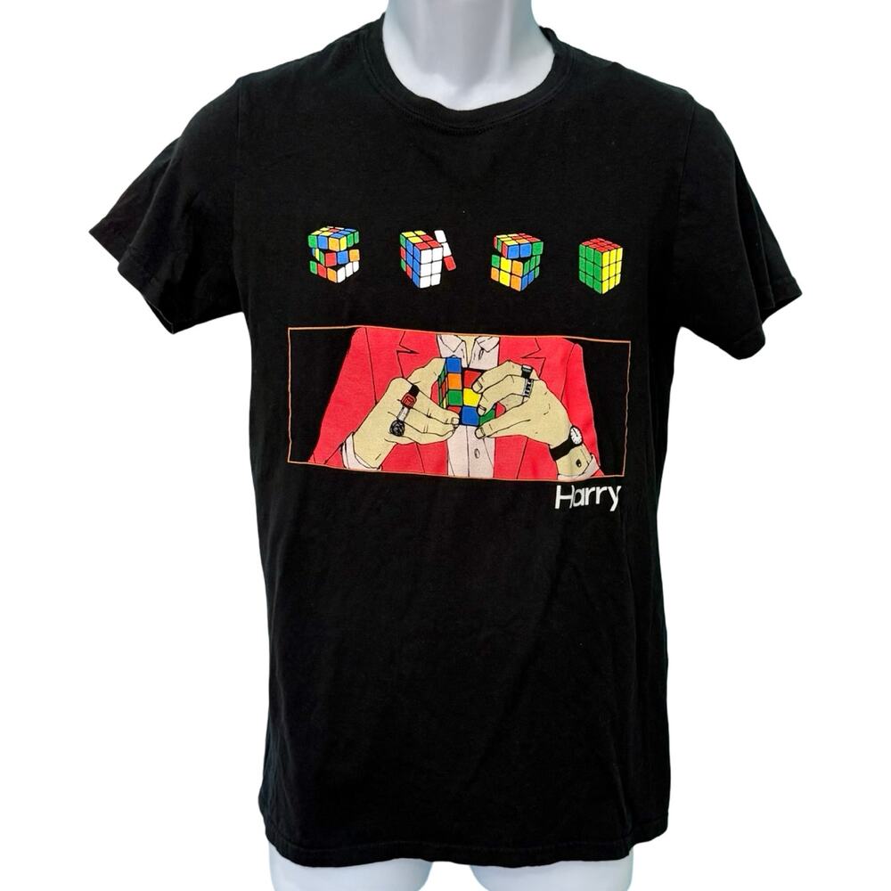 Harry Styles 2018 Black Rubik's Cube Tour Unisex T-Shirt Sz S One Direction Rare